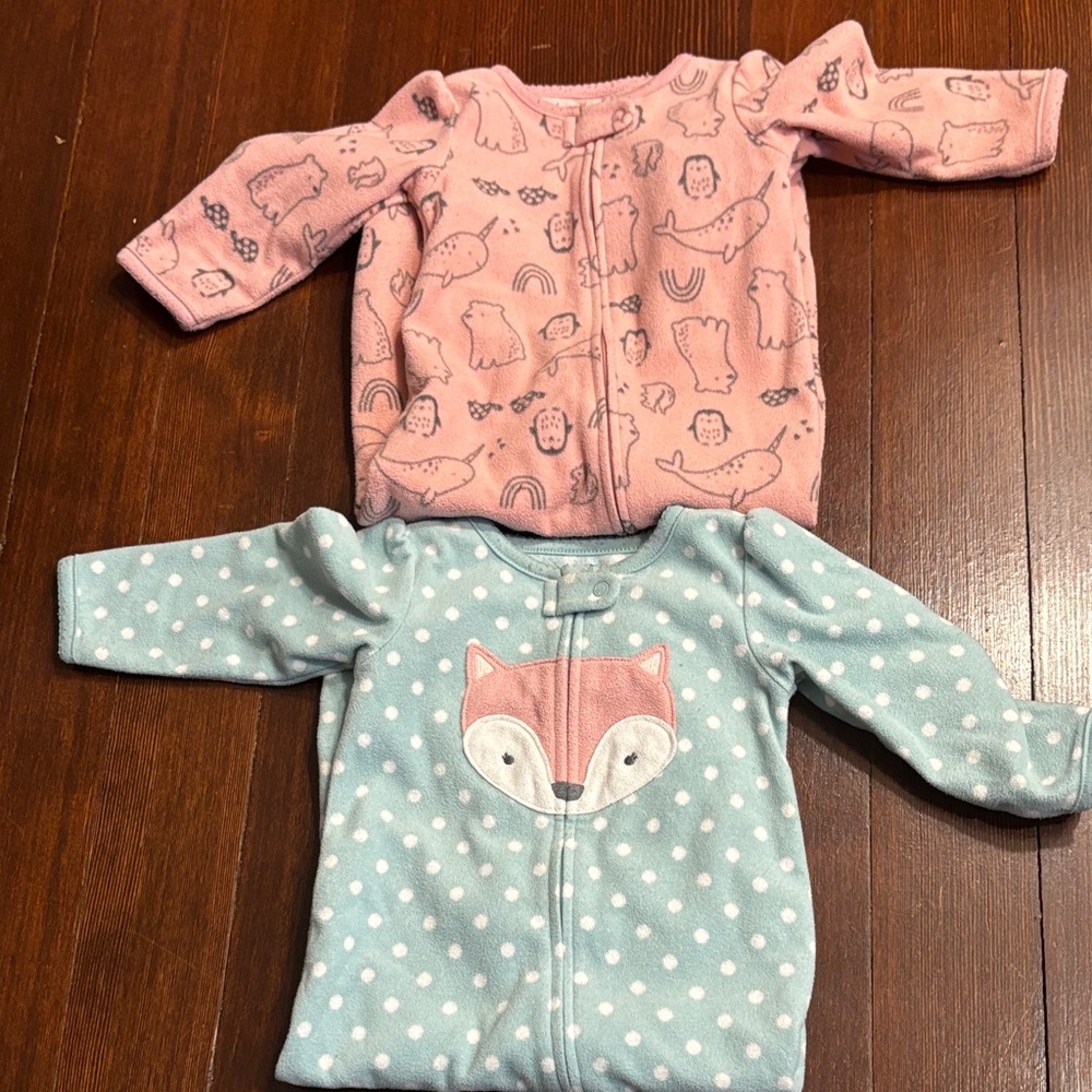 Pink and Blue Baby Onesies with Cute Fox and Narwhal Patterns